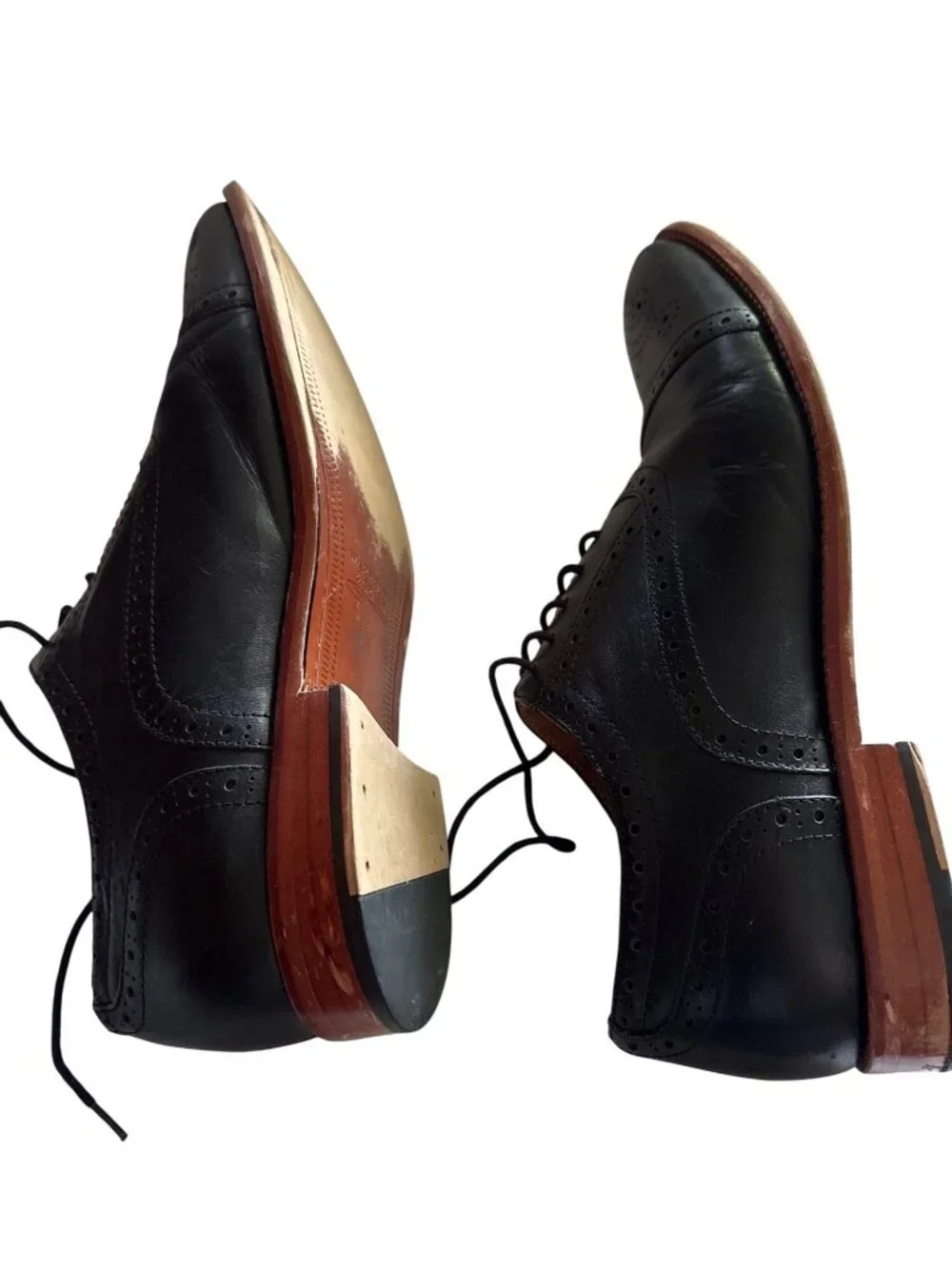 Warfield & Grand Black Leather Brogue Oxford Dress Shoes Size 11